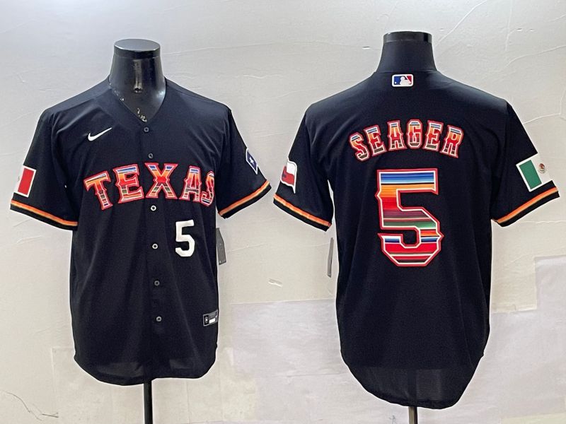 Men Texas Rangers #5 Seager Black Mexico 2025 Nike MLB Jersey style 4->texas rangers->MLB Jersey